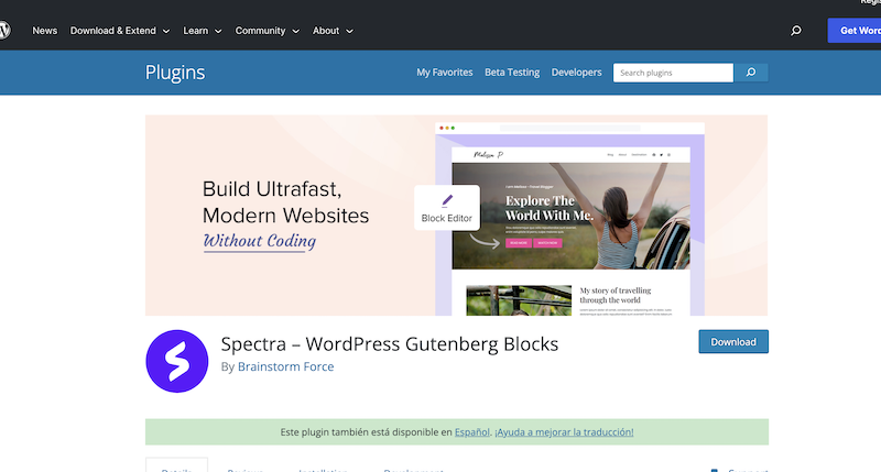WordPress WP Spectra