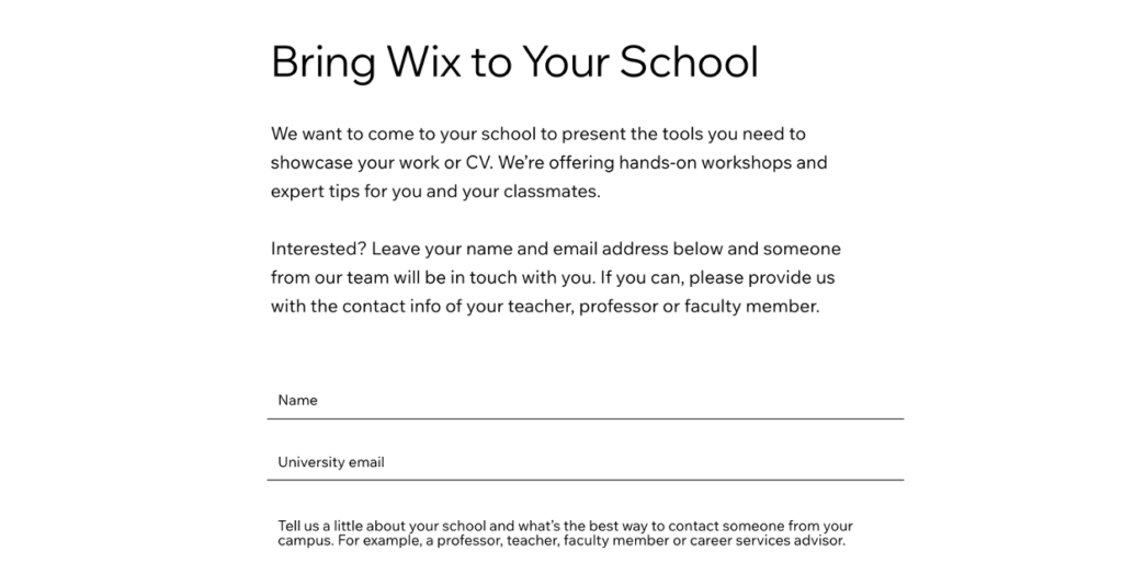 60 % off  Wix students