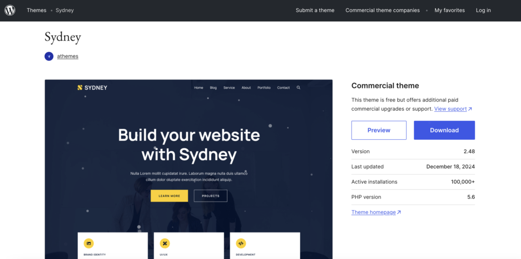 The Most Popular WordPress Themes: Sydney Themes