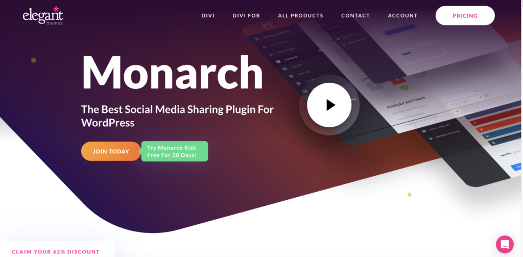 Monarch by Elegant Themes Bouton de médias sociaux