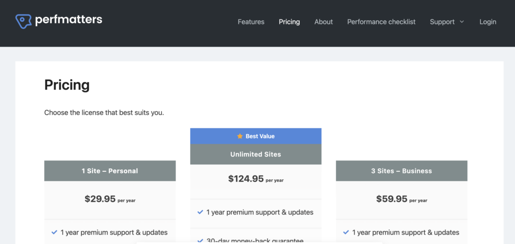 Perfmatters 価格